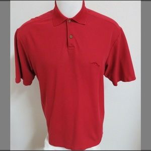 Sz L Red Tommy Bahama Cotton Mens #96E Polo Shirt